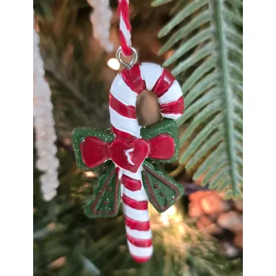 Ribbon Candy Cane Resin 1x.5x2.5in