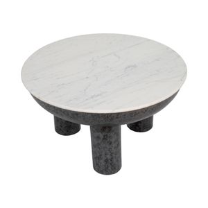 33" CHUNKY LEG COFFEE TABLE MARBLE TOP, WHITE/BLK 4