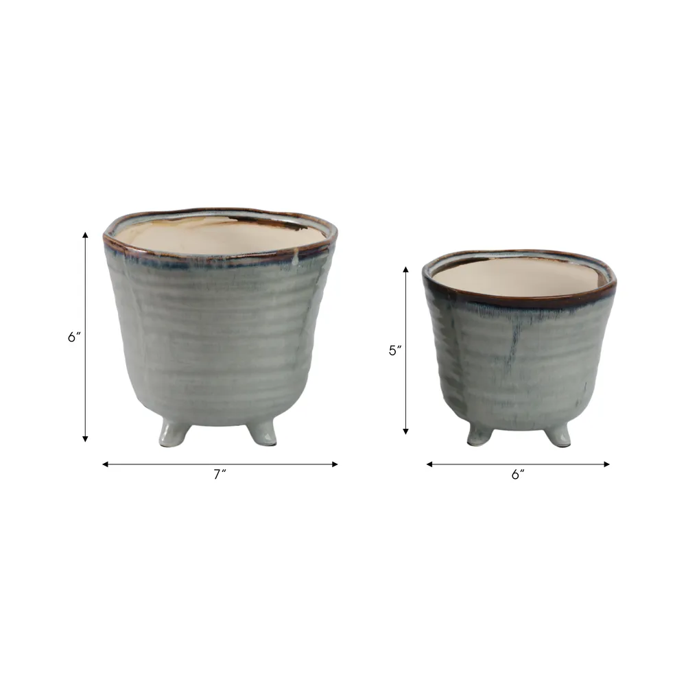 REXDALE SET OF 2 BLUE PLANTER 6 (IN)