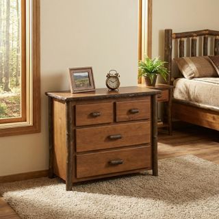 Hickory Log Four Drawer Low Boy - Natural Hickory - Standard Line