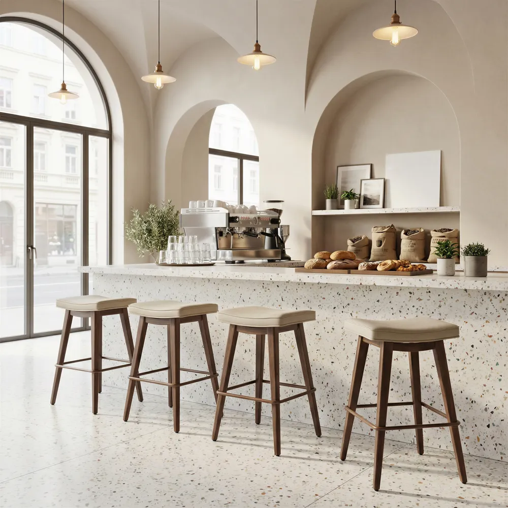 Divat Counter Stool Beige & Walnut