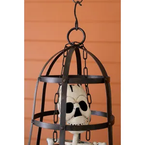 Metal Halloween Skeleton in a Cage 2