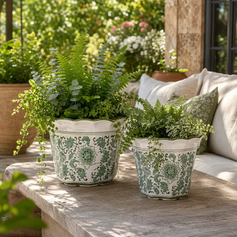 ENOCHFIELD SET OF 2 GREEN PLANTER 9 (IN)