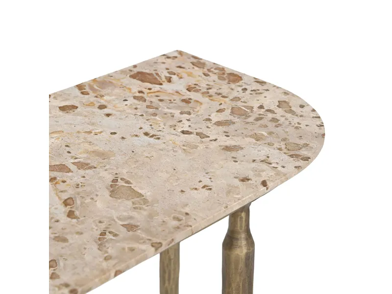 Rochester Side Table Beige & Brass 6