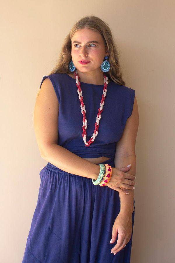 Seed Beaded Chain Necklace / Cumin & Saffron