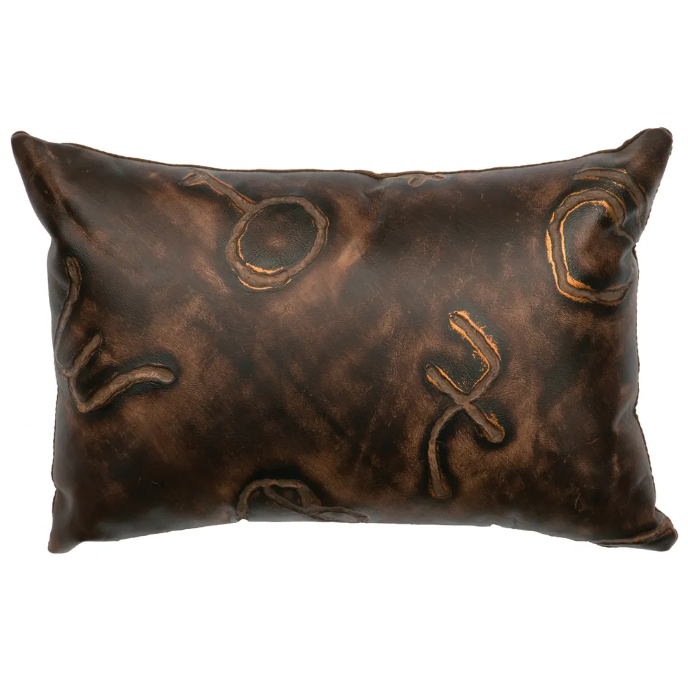 Brands Leather Pillow - Fabric Back