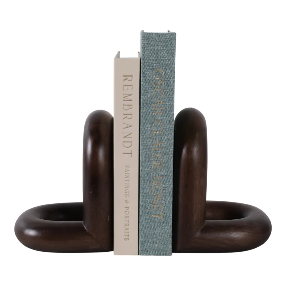 TRUEPORT SET OF 2 BROWN BOOKENDS 8 (IN)