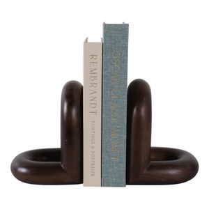 TRUEPORT SET OF 2 BROWN BOOKENDS 8 (IN) 3