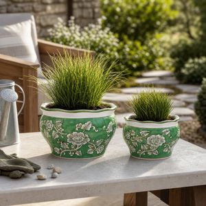 HENLEYDALE SET OF 2 GREEN PLANTER 6 (IN) 2