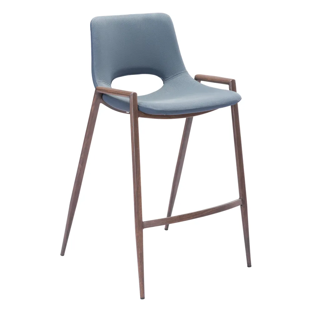 Desi Counter Stool Azure Gray & Walnut