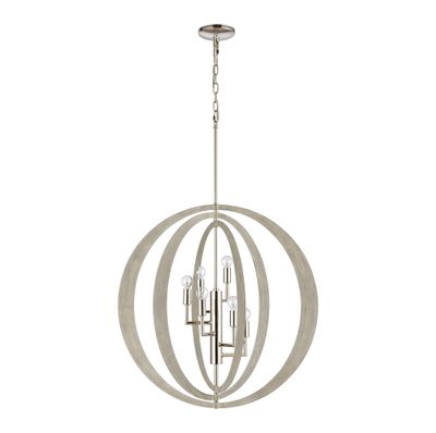 Retro Rings 26'' Wide 6-Light Chandelier - Polished Nickel