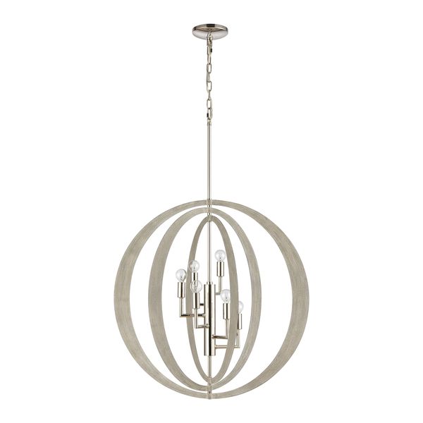 Retro Rings 26'' Wide 6-Light Chandelier - Polished Nickel