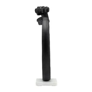 METAL,15" HAND RING ON BASE SCULPT ,BLACK/WHITE 4