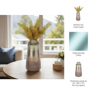 LUCASWICK SILVER GLASS VASE 17 (IN) 9