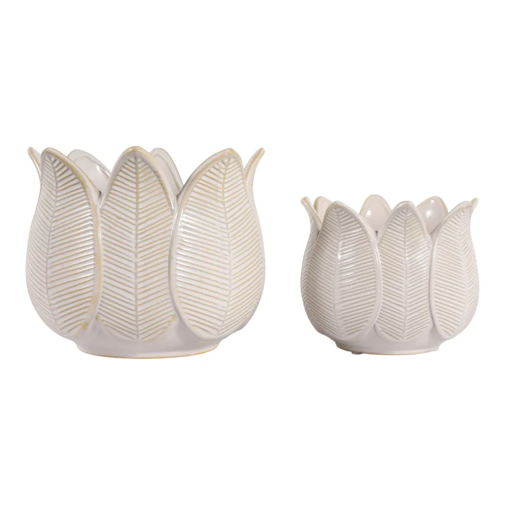 BRADYRIDGE SET OF 2 IVORY PLANTER 7 (IN)