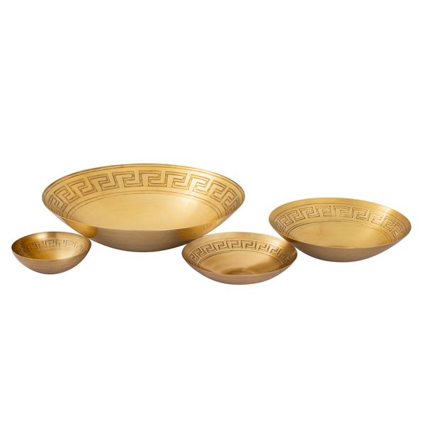 Greek Key Centerpiece Bowl - Brass