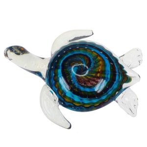 7-3/4" GLASS MULTI-COLOR TURTLE FIGURE 1