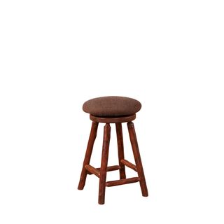 Hickory Log Round Swivel Barstool - Upholstered Seat - Standard Fabric - 18w x 18d x 30h