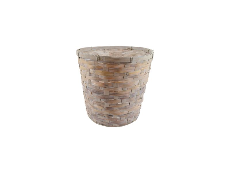 12" Rattan Basket Pot Cover, White Wash 1