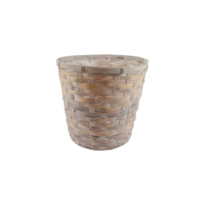 12" Rattan Basket Pot Cover, White Wash