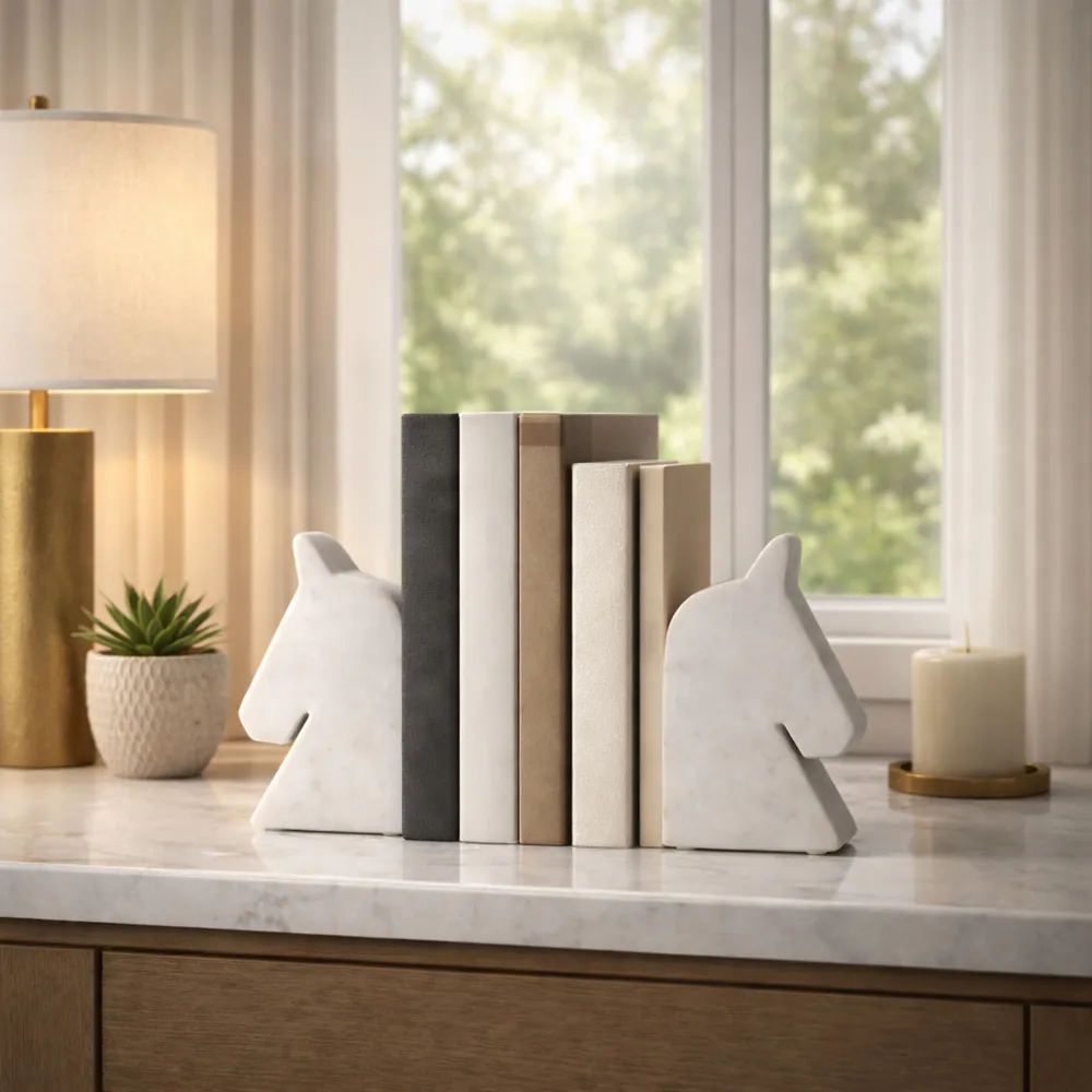 TATEROSE SET OF 2 WHITE BOOKENDS 6 (IN)