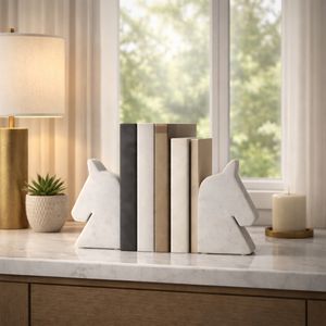 TATEROSE SET OF 2 WHITE BOOKENDS 6 (IN) 11