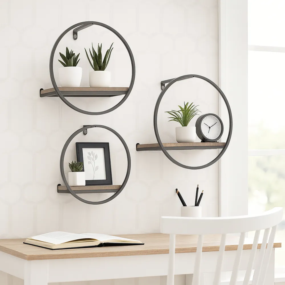 GAIGESTONE SET OF 3 BROWN WALL SHELF 8 (IN)