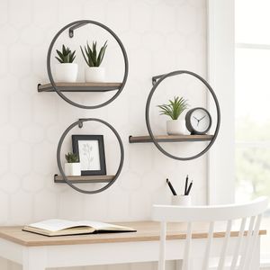 GAIGESTONE SET OF 3 BROWN WALL SHELF 8 (IN) 2