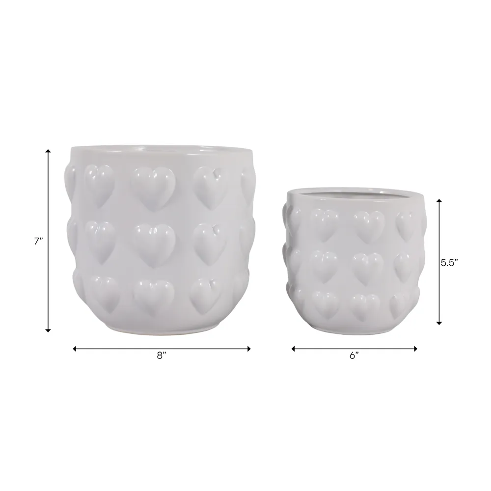 DRAPEROAK SET OF 2 WHITE PLANTER 7 (IN)