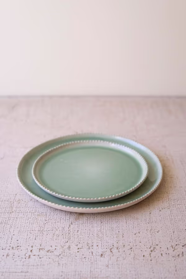Set of 3 Sea Mist Ceramic Dinner Plate, Salad Plate and Bowl