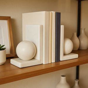 HELTONPORT SET OF 2 WHITE BOOKENDS 6 (IN) 10