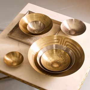 Maze Etched Bowl - Set of 3 Nickel 8