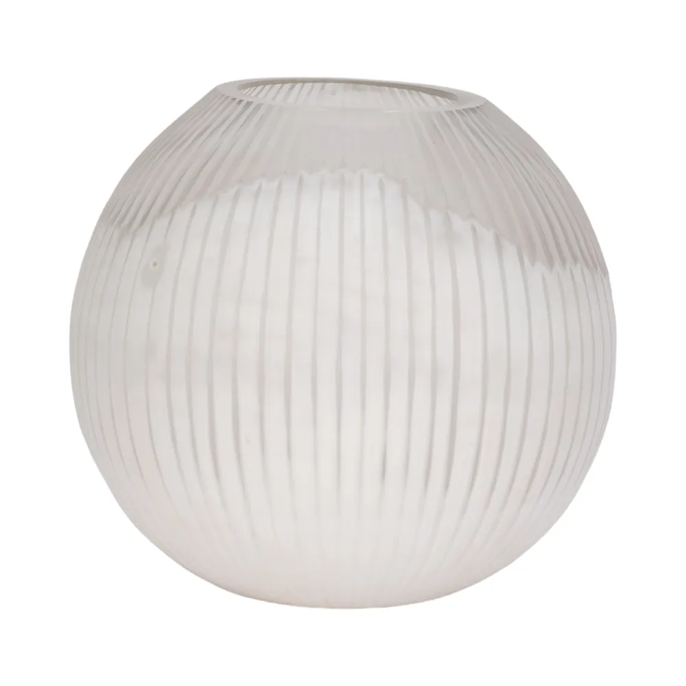 RAMONASHAW WHITE GLASS VASE 13 (IN)