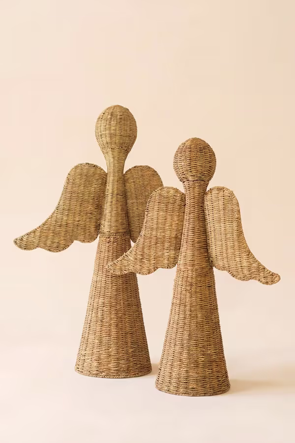 Set of 2 Large Woven Vine Angels