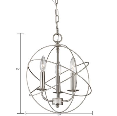 Williamsport 13'' Wide 3-Light Chandelier - Brushed Nickel