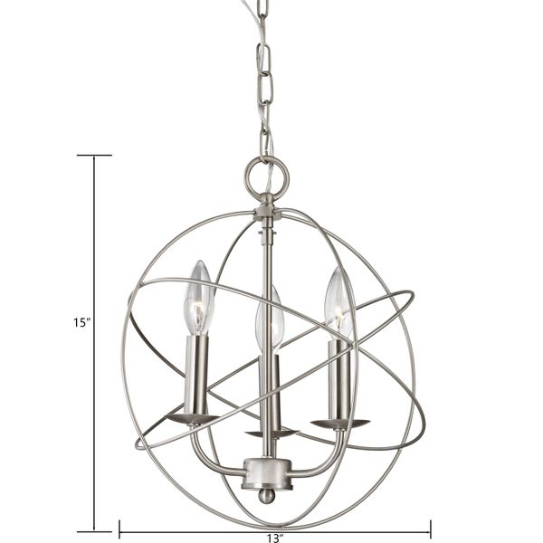 Williamsport 13'' Wide 3-Light Chandelier - Brushed Nickel