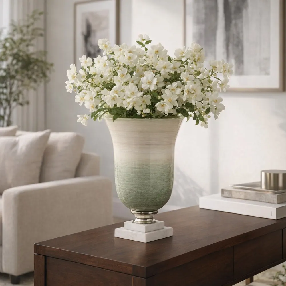 ERWINLAND WHITE GLASS VASE 12 (IN)