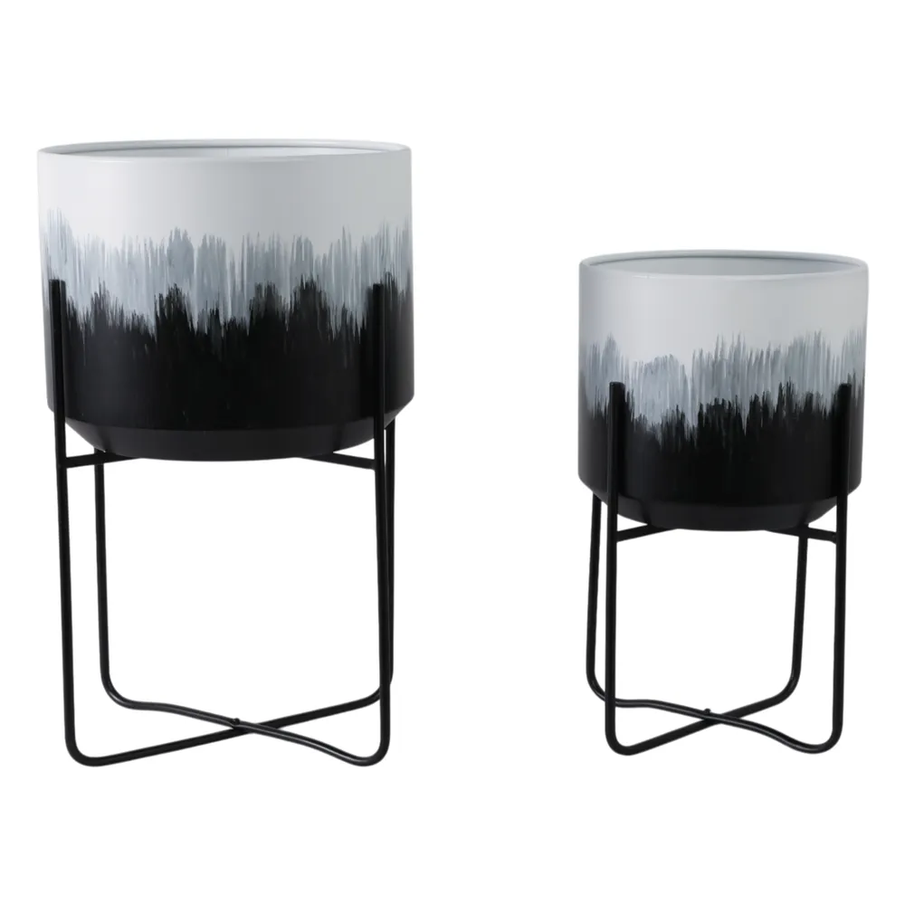 NICOLEHAM SET OF 2 BLACK PLANTER 23 (IN)