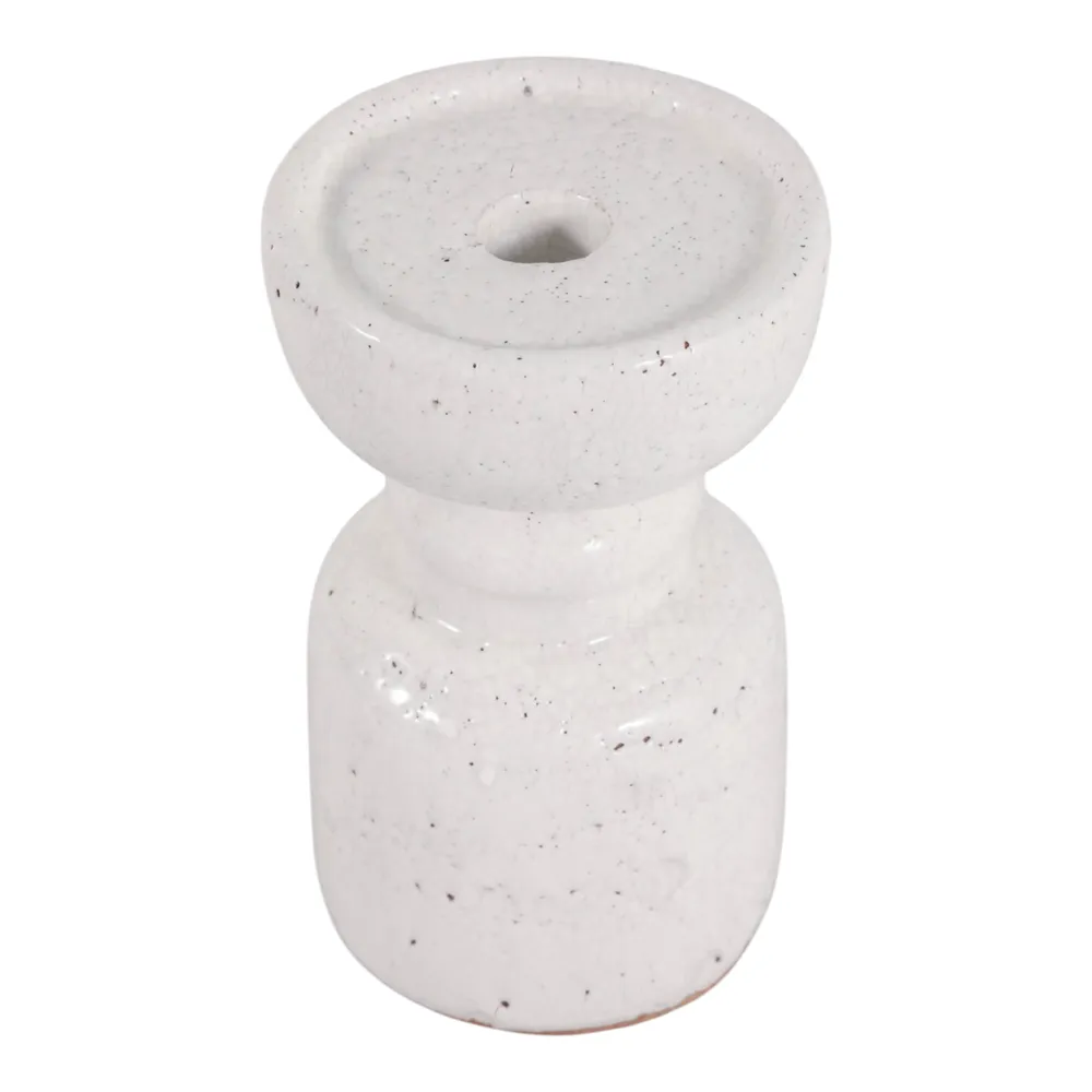 BARTONTON WHITE CANDLE HOLDER 7 (IN)