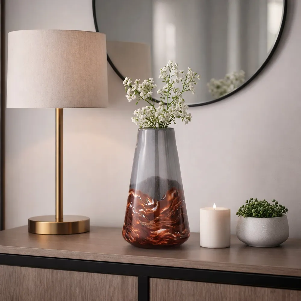 EVERTONVALE BLACK GLASS VASE 14 (IN)