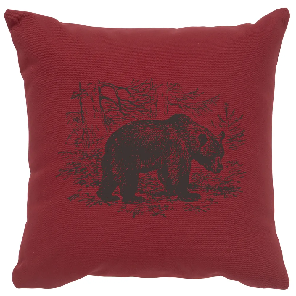 Image Pillow - Bear Scene - Cotton Brick