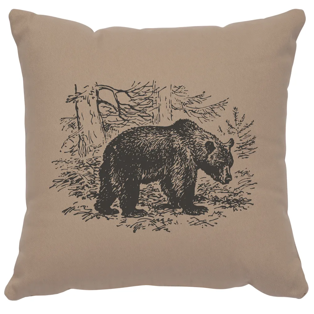 Image Pillow - Bear Scene - Cotton Alabaster