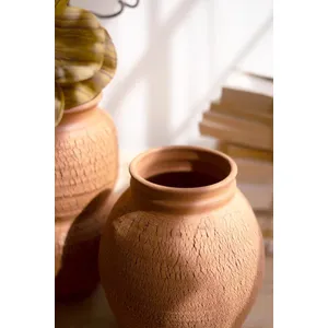 Set of 2 Terracotta Vase with Crackle Detail 2