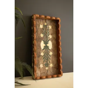 Recycled Wood Tray with Hand-Painted Detail 5