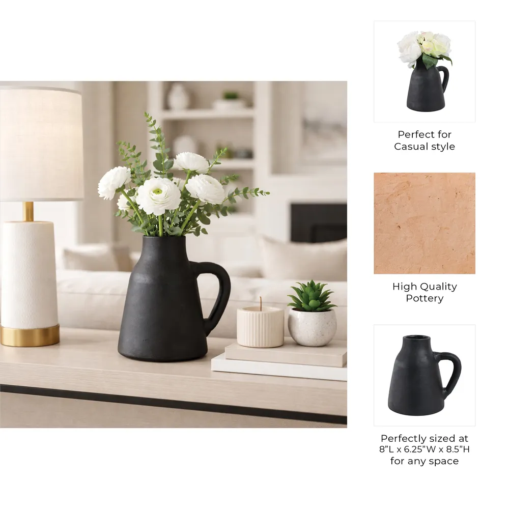 SHERMANCLIFF BLACK VASE 9 (IN)