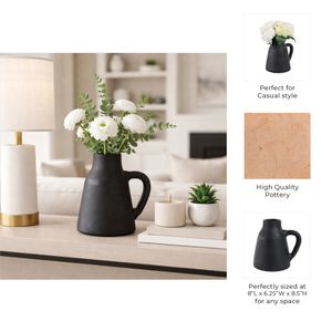 SHERMANCLIFF BLACK VASE 9 (IN) 10