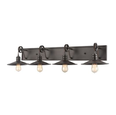 Spindle Wheel 42″ Wide 4-Light Vanity Light - Oil Rubbed Bronze