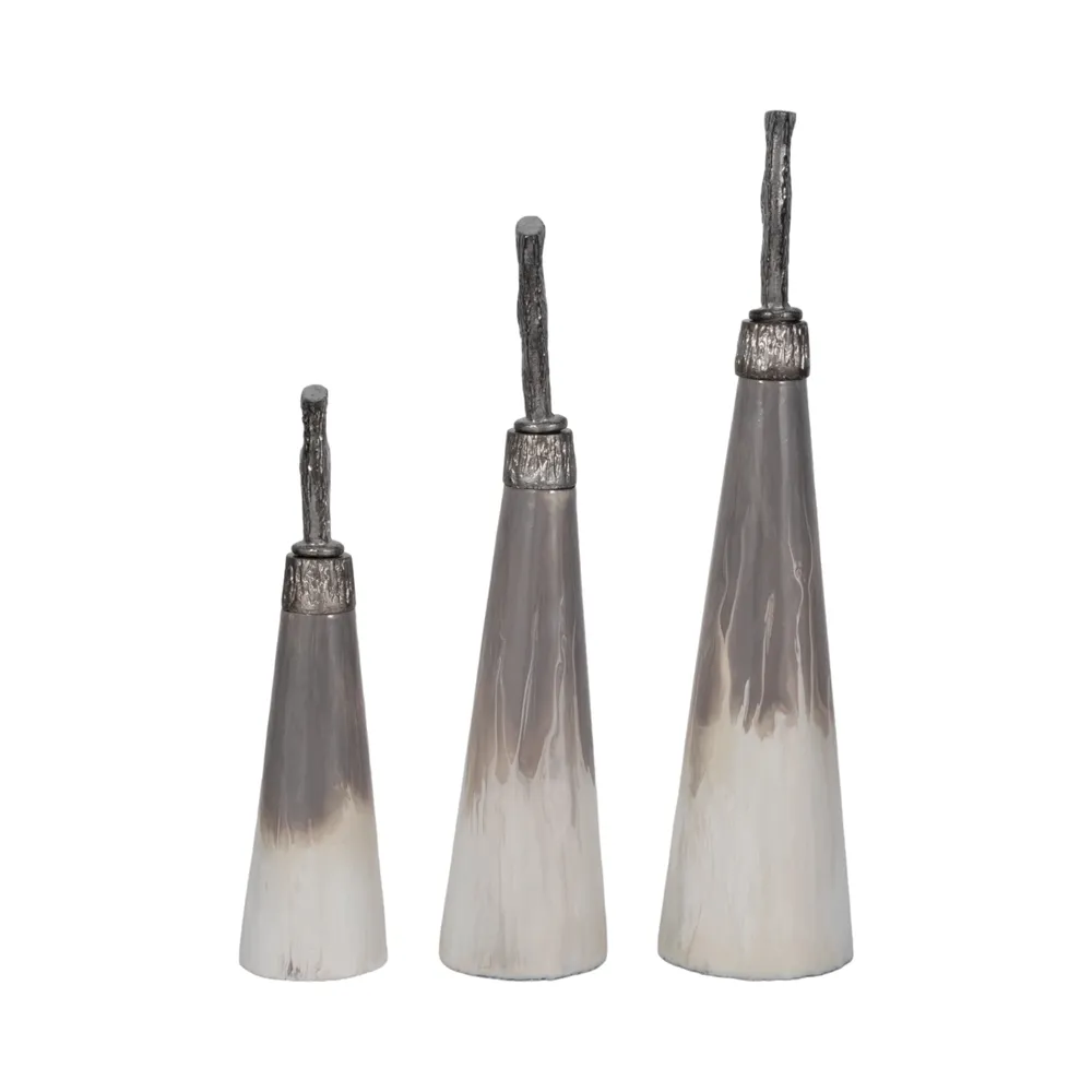 CLARAHAM SET OF 3 GRAY GLASS VASES 22 (IN)
