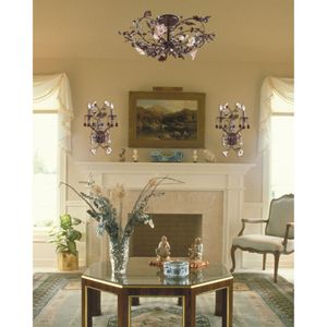 Cristallo Fiore 27'' Wide 3-Light Semi Flush Mount - Deep Rust 6