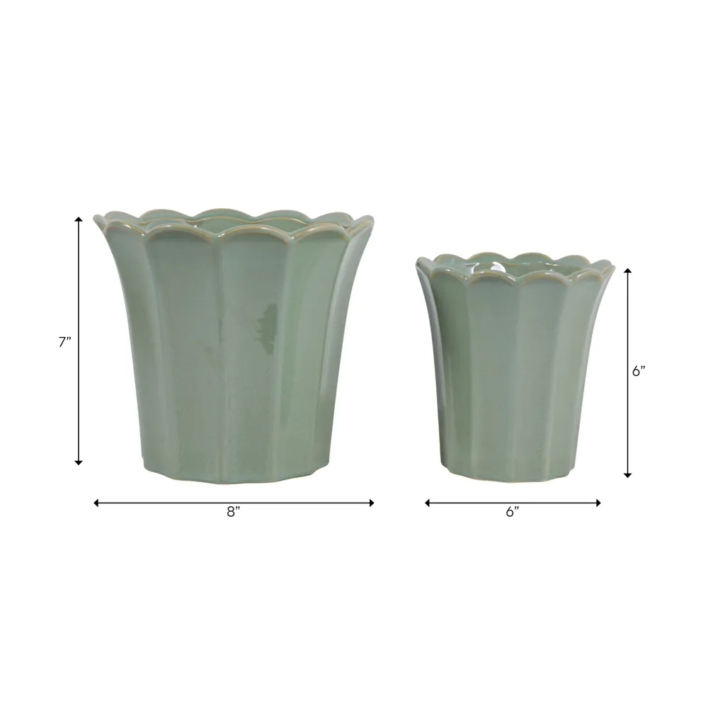 DEANGROVE SET OF 2 GREEN PLANTER 8 (IN)